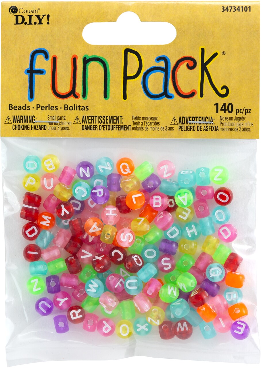 CousinDIY Fun Pack Acrylic Alphabet Beads-Round Transparent 140/Pkg